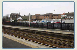 Small station with car park adjacent