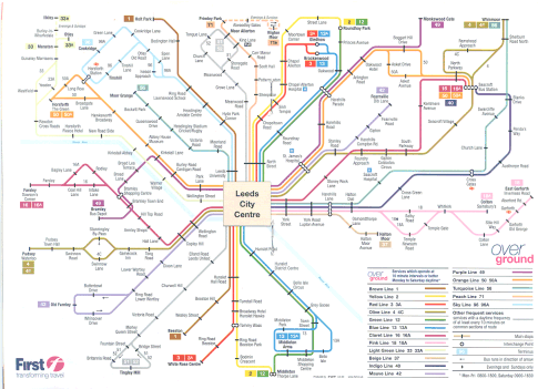 Map showing all routes colour coded